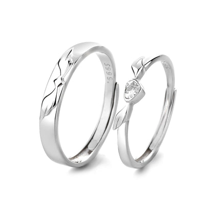 Angel Wings Couple Pair Korean Style Simple Graceful Rings