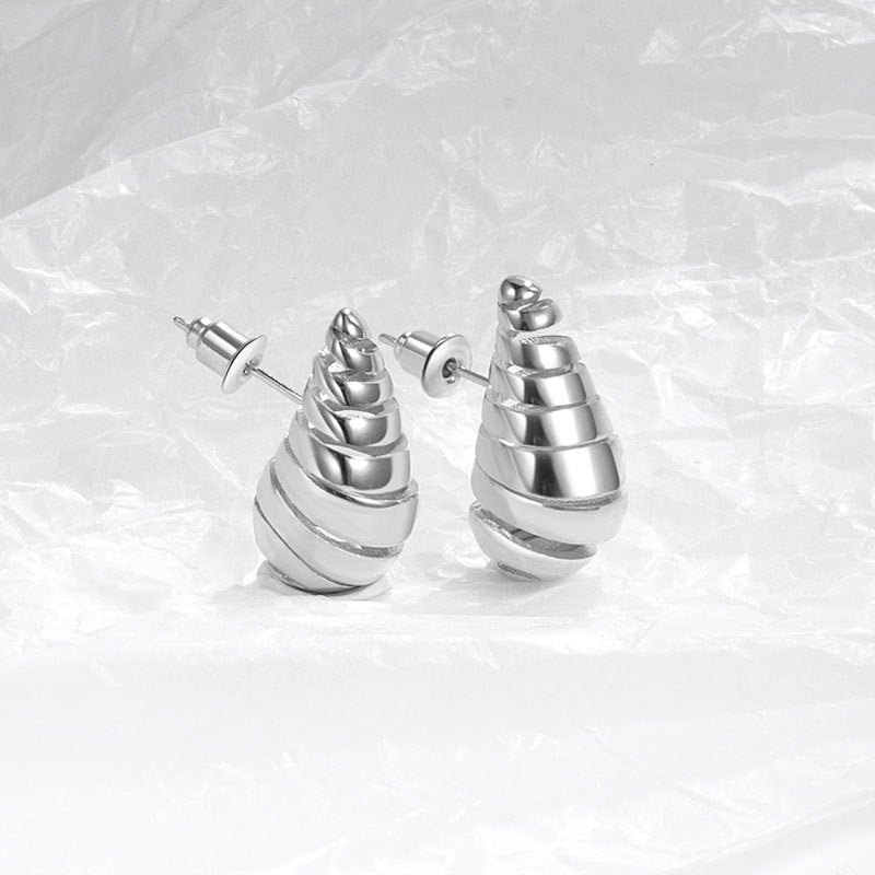 Women's Spiral Pattern Shaped Water Drop Ear Fashion Earrings