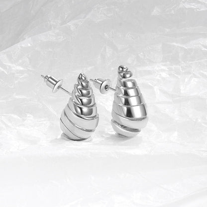 Women's Spiral Pattern Shaped Water Drop Ear Fashion Earrings
