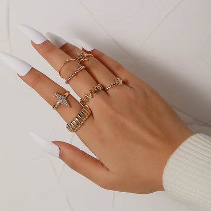 Yang Suit Geometric Rhinestone Pearl Dripping Rings