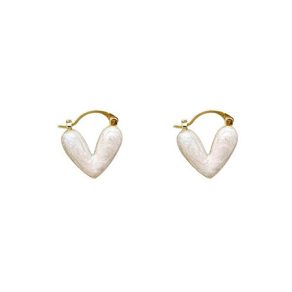 Women's Luxury High-grade White Drip Glazed Love Heart Small Earrings