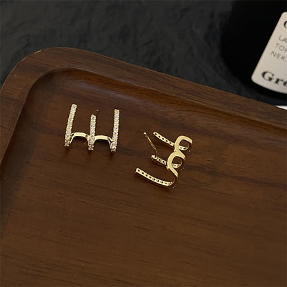 And Compact Three-row Drill Cold Style Personalized Earrings