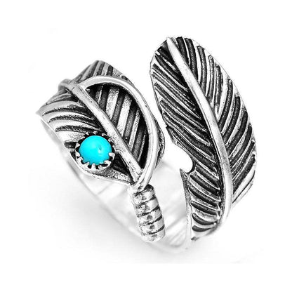 Women's & Men's & Fashion Vintage Feather Thai Sier Opening Rings