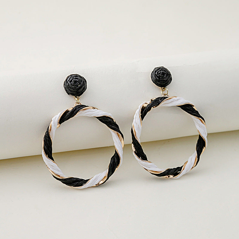 Fashion Color Raffia Woven Creative Cool Rings