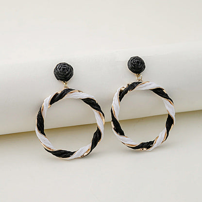 Fashion Color Raffia Woven Creative Cool Rings