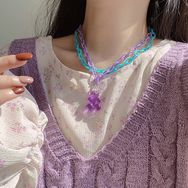 Cute Cartoon Colorful Bear Soft Candy Necklaces