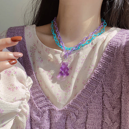 Cute Cartoon Colorful Bear Soft Candy Necklaces