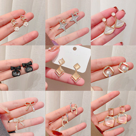 Women's Ear Geometric Bow Eardrops Graceful Full Earrings