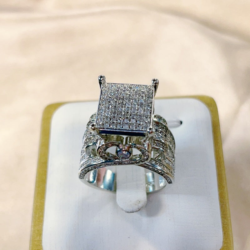 Popular Luxury Sparkling Full Rhinestone Electroplated Rings