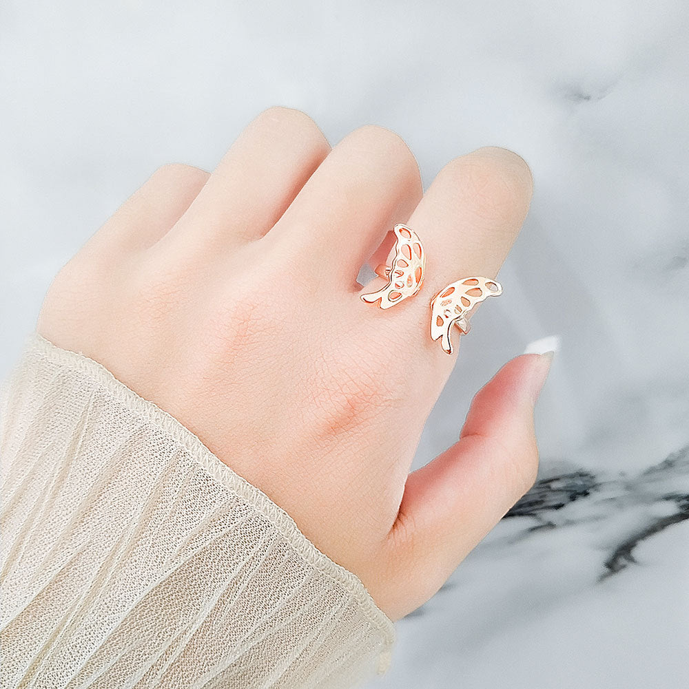 Simple Hollow Butterfly Female Golden Niche Rings