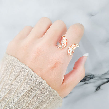 Simple Hollow Butterfly Female Golden Niche Rings