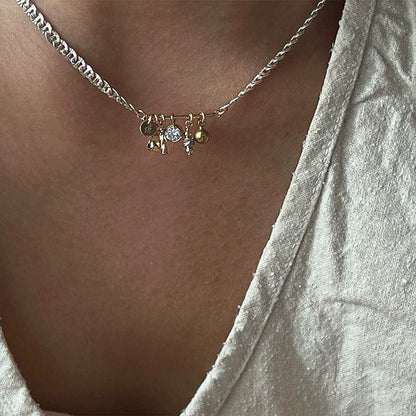 Sier Contrast Color Zircon Tassel Female Necklaces