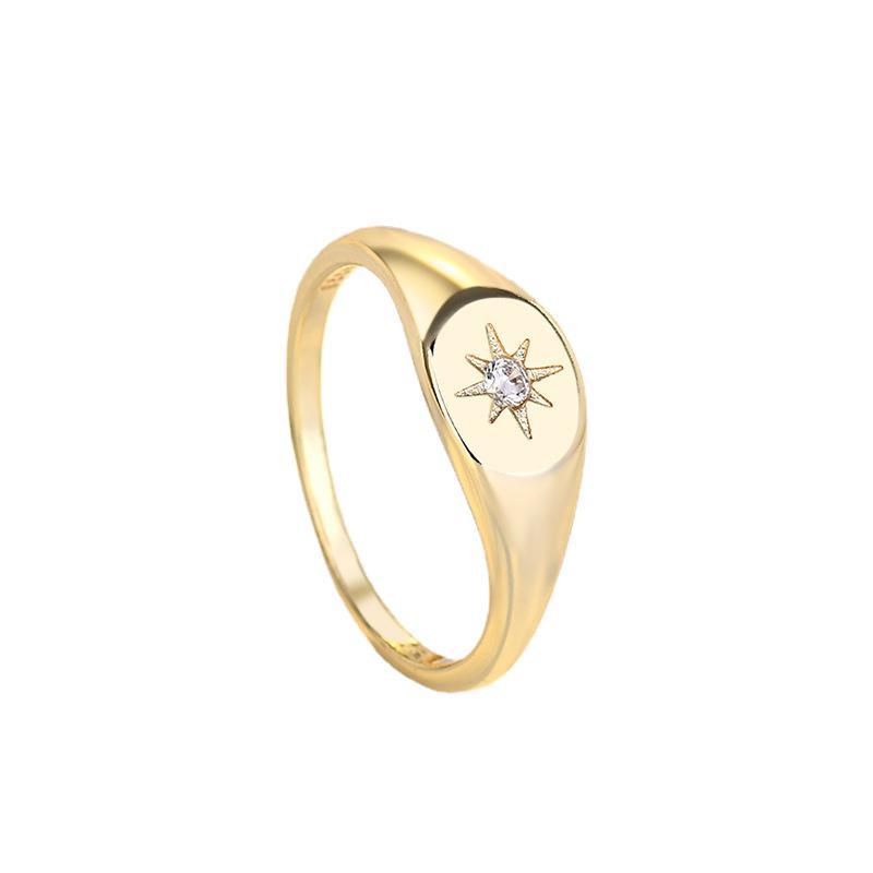 Gold Plated Six-pointed Star Sterling Sier Rings