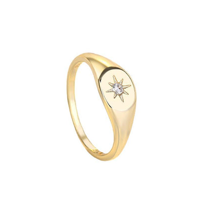 Gold Plated Six-pointed Star Sterling Sier Rings