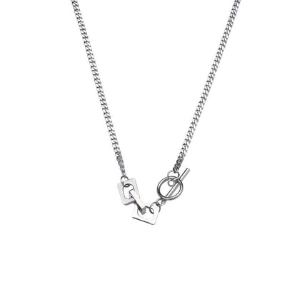 Women's & Men's & Square Buckle Titanium Steel For And Trendy Cool Necklaces