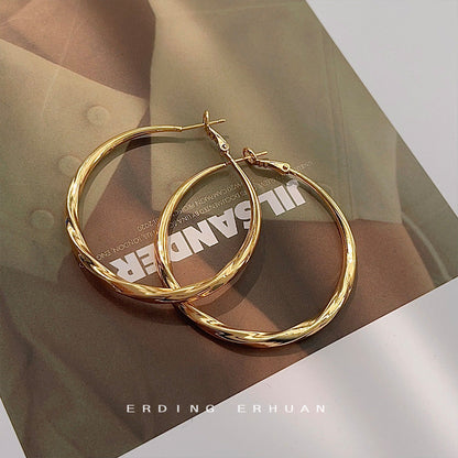 High-grade Round Geometric Big Sier Needle Earrings