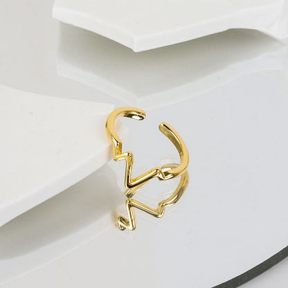 Source Irregular Wave Ecg Female Heartbeat Glossy Line Index Rings