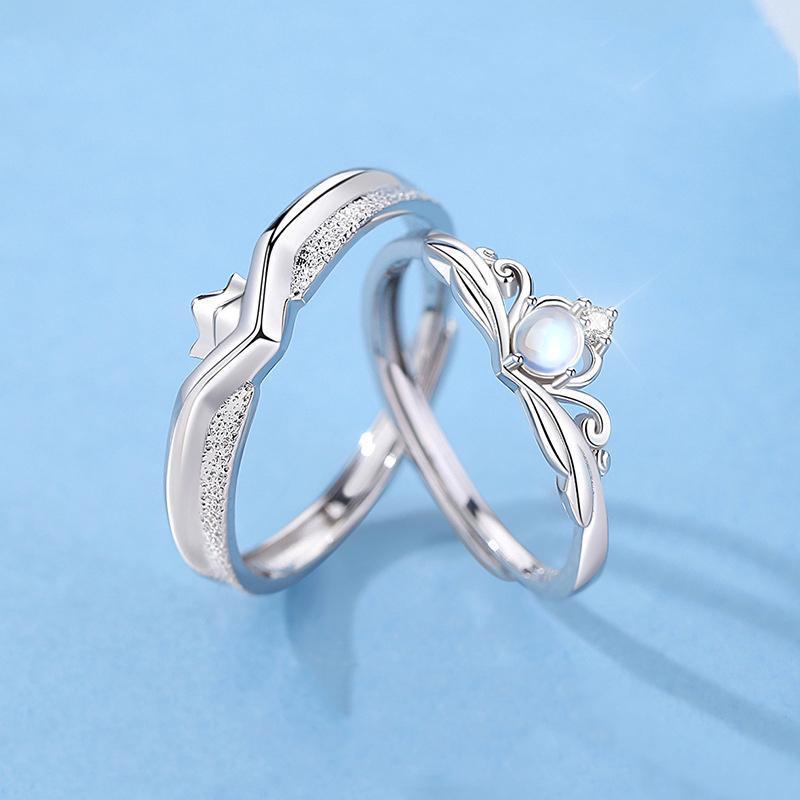 Women's & Men's & Sier Princess And Knight Couple Pair Rings