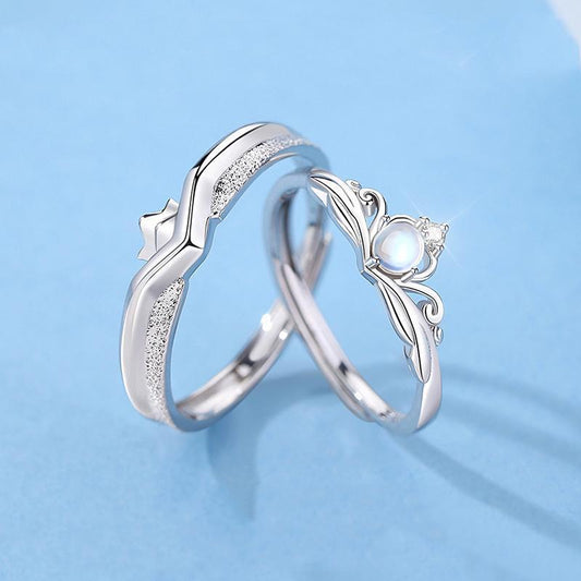 Women's & Men's & Sier Princess And Knight Couple Pair Rings