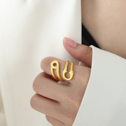 Women's Simple And Light Luxury Personality Titanium Steel Gold Plated Rings