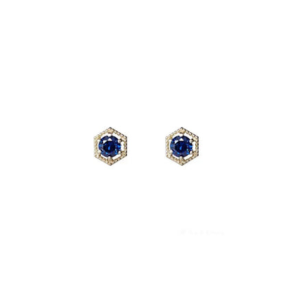Women's Sterling Sier Gold-plated Blue Pointed Crystal High-grade Earrings