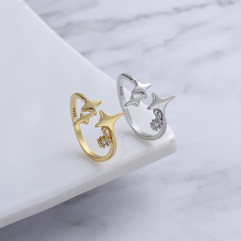 Women's Gu Style High-grade Zircon Four Stars Personalized Rings