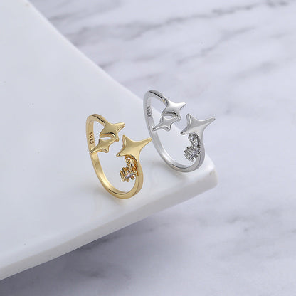 Women's Gu Style High-grade Zircon Four Stars Personalized Rings