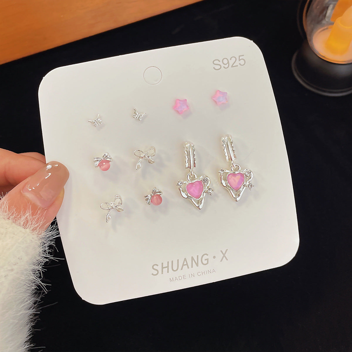 Cool Week Sier Needle Niche Design Colorful Laser Moon Earrings