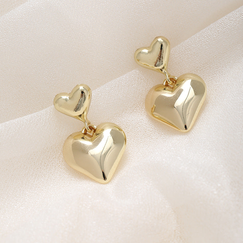Women's Stylish Retro Minimalism Metal Heart Fashionable Earrings