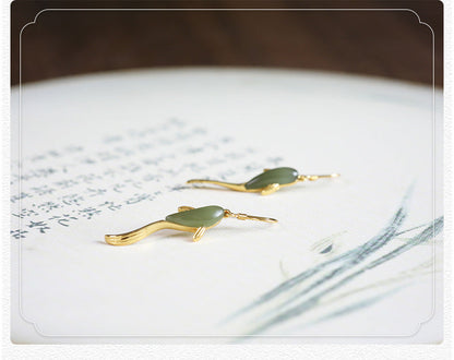 And Fish In Water Jasper Ear Hook Chinese Rings