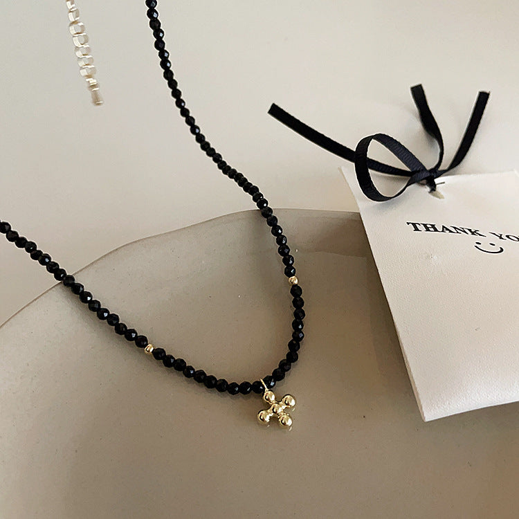 Women's Vintage Pearl Crystal Cross For Niche Necklaces