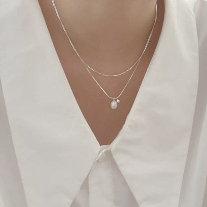 Women's Bones Chain Freshwater Pearl Simple High-grade Necklaces