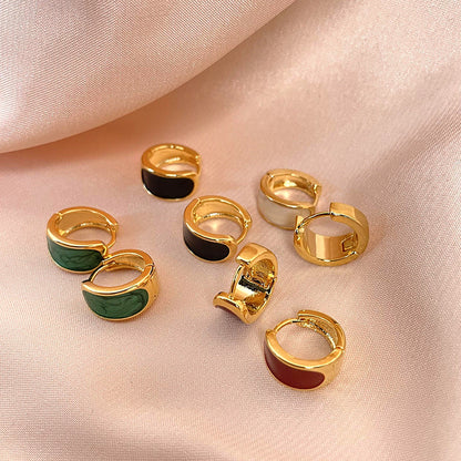 Women's High-grade Semicircle Dripping Oil Ear Clip Earrings