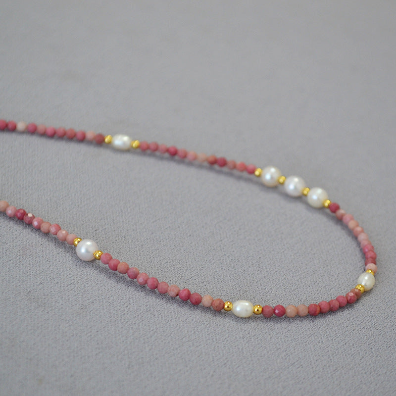 Stone Beaded Freshwater Rice Grain Pearl Grace Necklaces