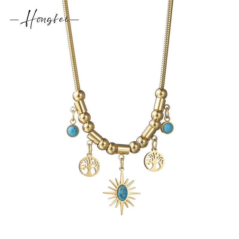 Women's Style Eight Awn Star Lucky Tree Necklaces