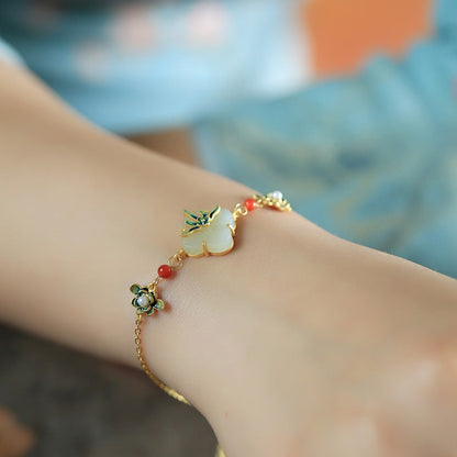 Design Jade Ancient French Gold Style High Sense Vintage Bracelets