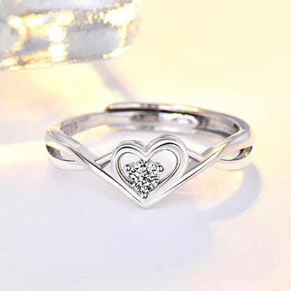 Fashion Diamond Trendy Heart-shaped Female Adjustable Rings