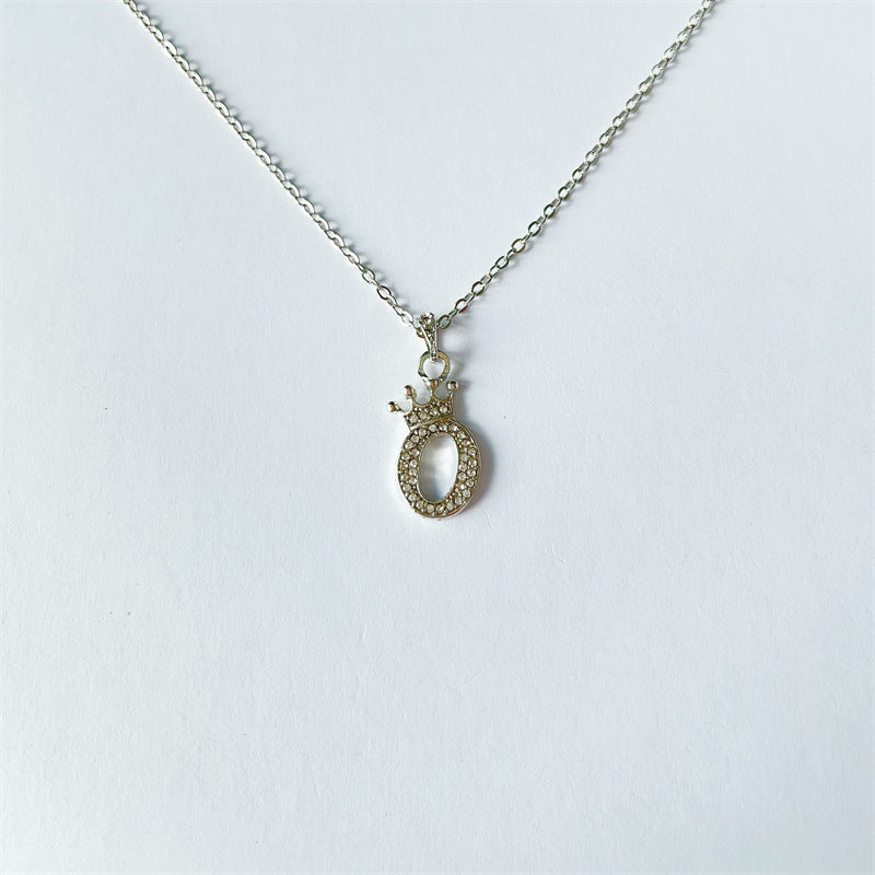 English Letters Full Diamond Pendant Simple Necklaces