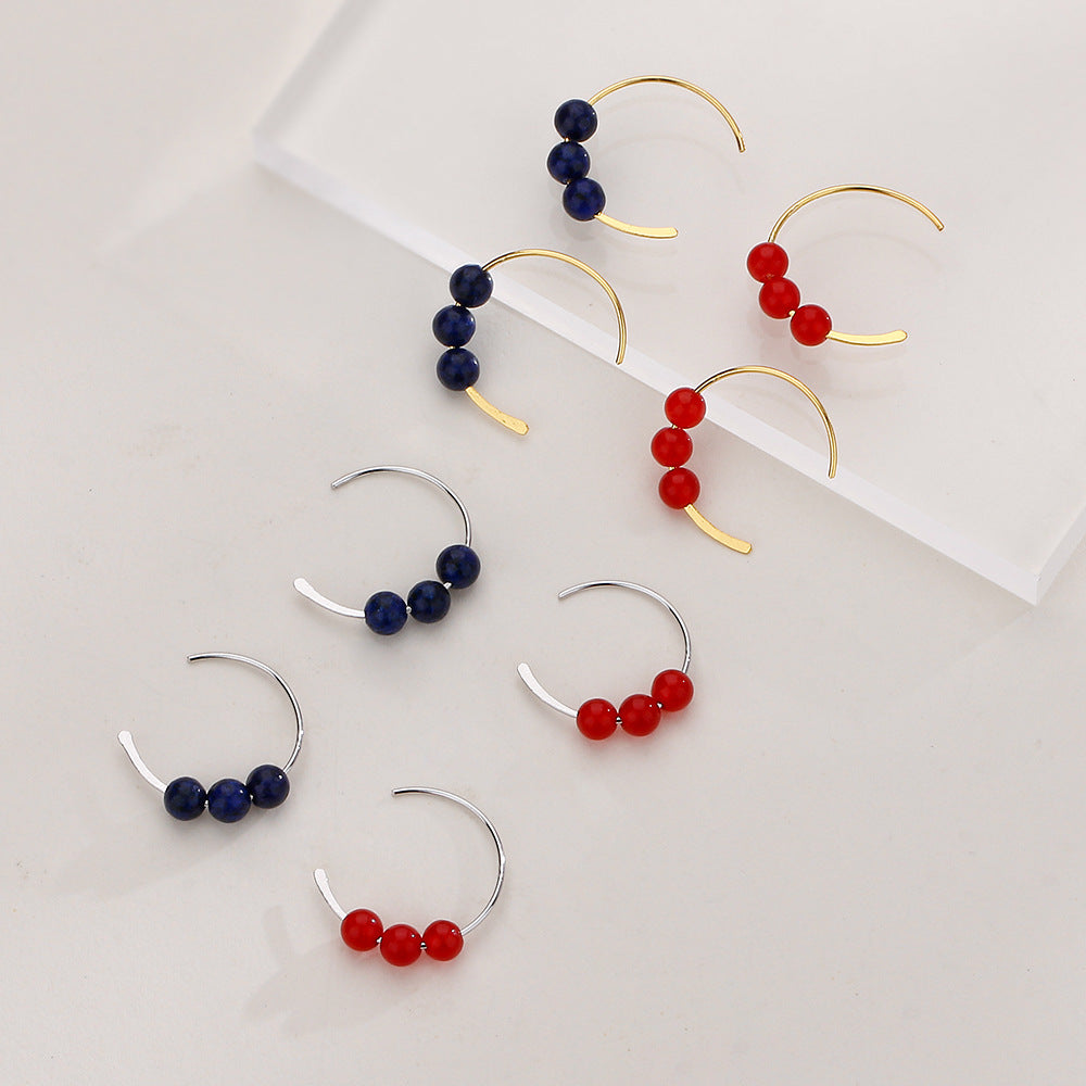 National Style Simple Bean Lucky Beads Ear Small Retro Earrings