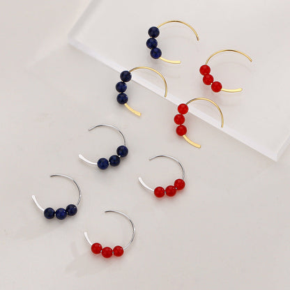 National Style Simple Bean Lucky Beads Ear Small Retro Earrings