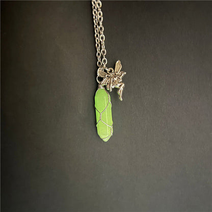 Cute Simple Fairy Crystal With Wings Necklaces