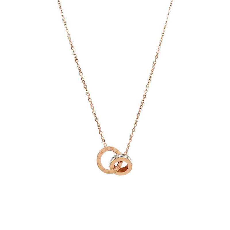 Women's Digital Double Rose Gold Titanium Steel Necklaces