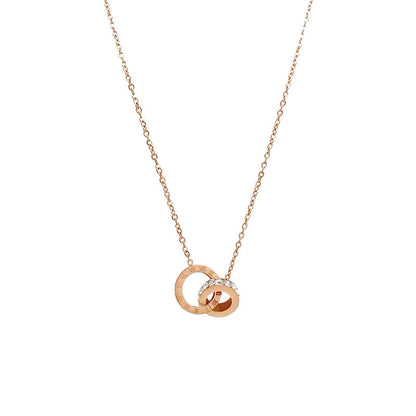 Women's Digital Double Rose Gold Titanium Steel Necklaces