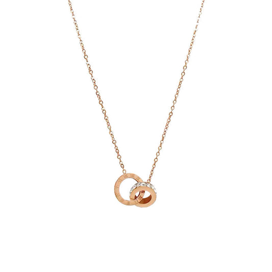 Women's Digital Double Rose Gold Titanium Steel Necklaces