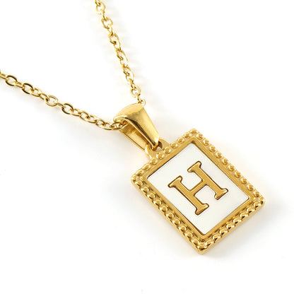 Gold Stainless Steel Shell Letter Female Titanium Pendant Necklaces