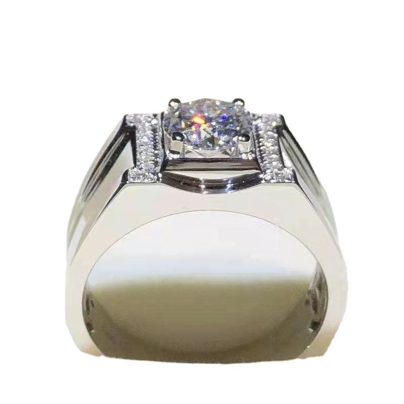 Men's Chiba Platinum Moissanite Diamond Rose Gold Rings
