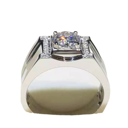 Men's Chiba Platinum Moissanite Diamond Rose Gold Rings