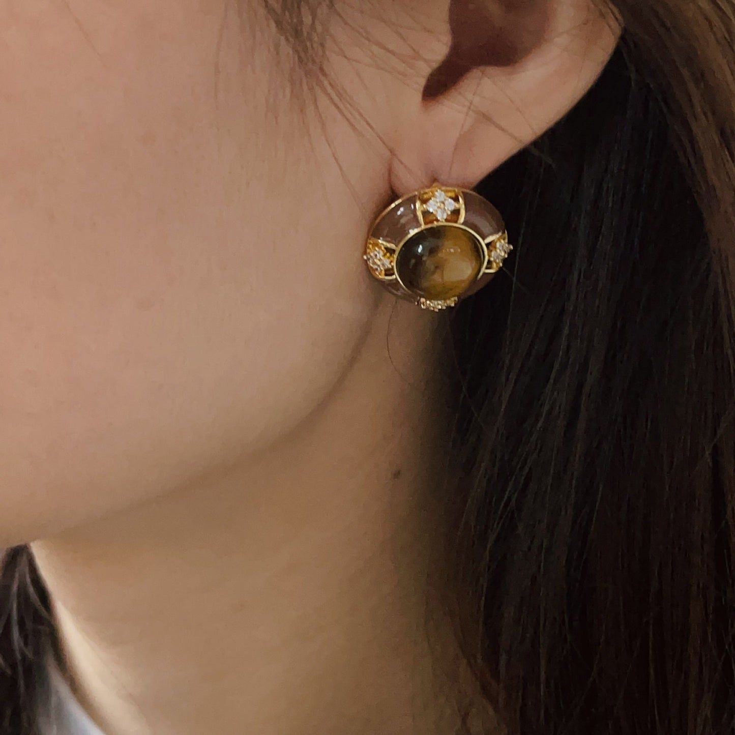 Color Tigereye Advanced Simple Amber Delicate Earrings