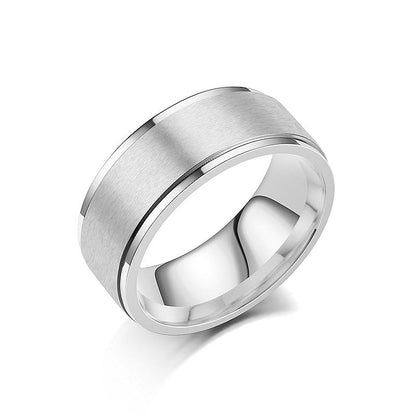 Men's Titanium Steel Frosted Simple Ornament Rings