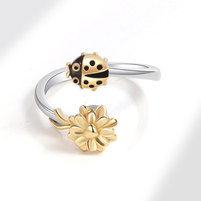 Flower Spinning Female Fashion Decompression Anxiety Sunflower Rings